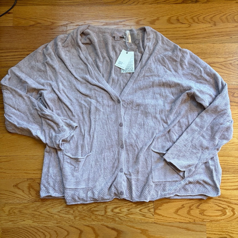 Barefoot dreams cozychic ultra lite pointelle cardi in dusty rose size 3X